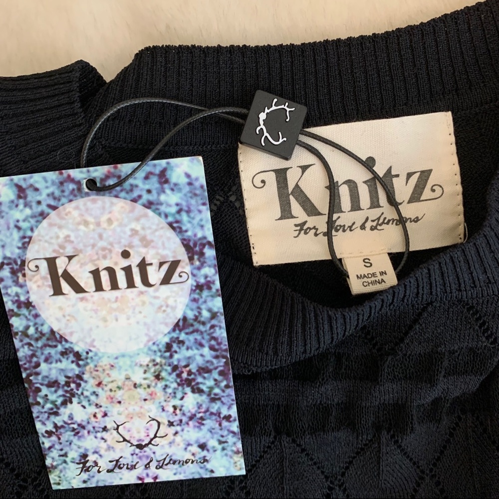 For Love & Lemons Knitz Joni Knit Top Black S NWT - Picture 4 of 6